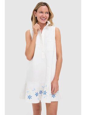 Tuckernuck Embroidery Sleeveless Callahan Dress in White Small New Womens Mini